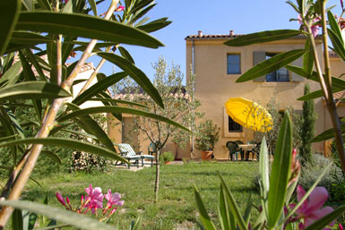 The garden and rear of the house with its 2 terraces